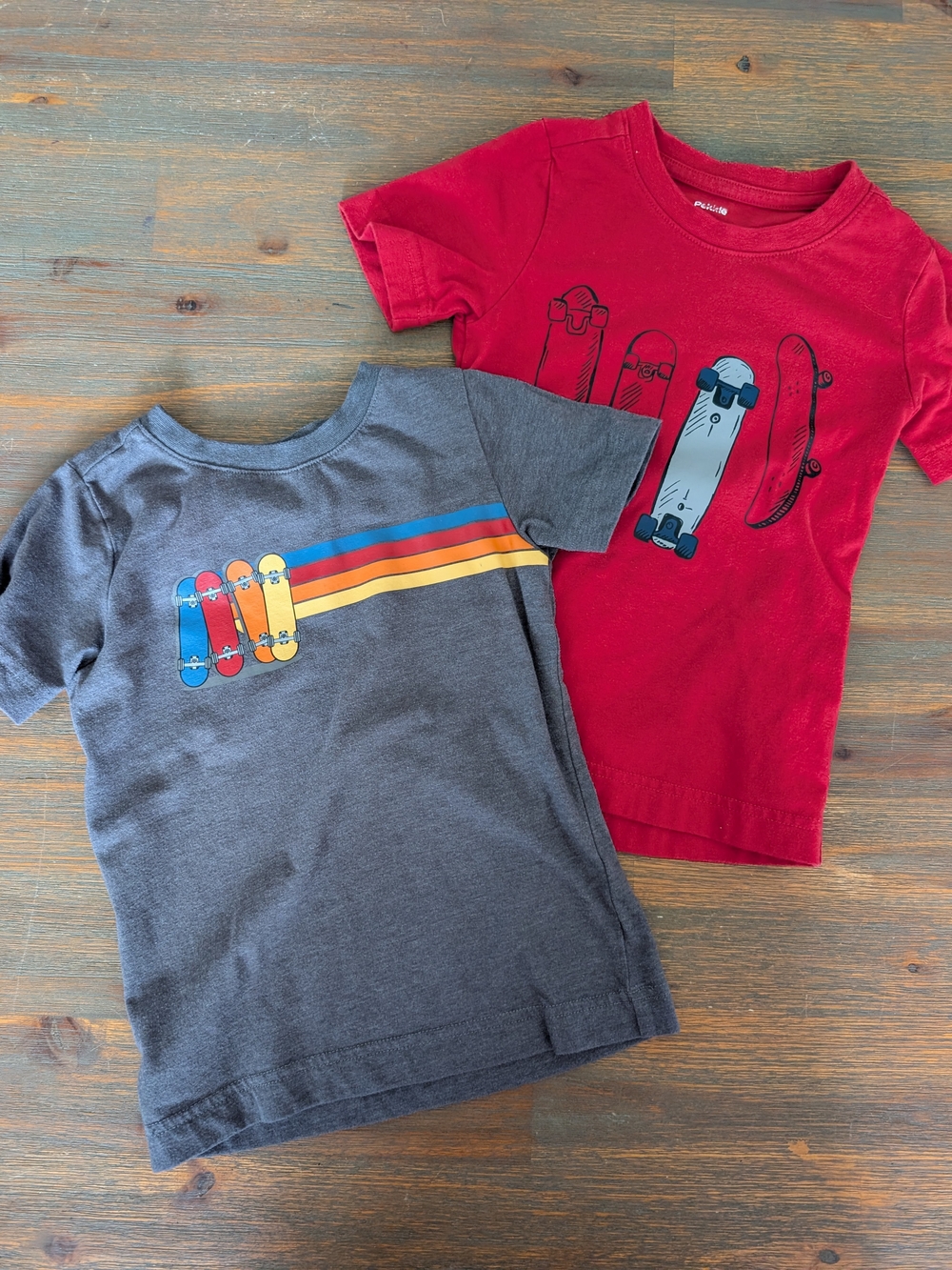 Kids' Skateboard Graphic Tees Duo - Red & Charcoal